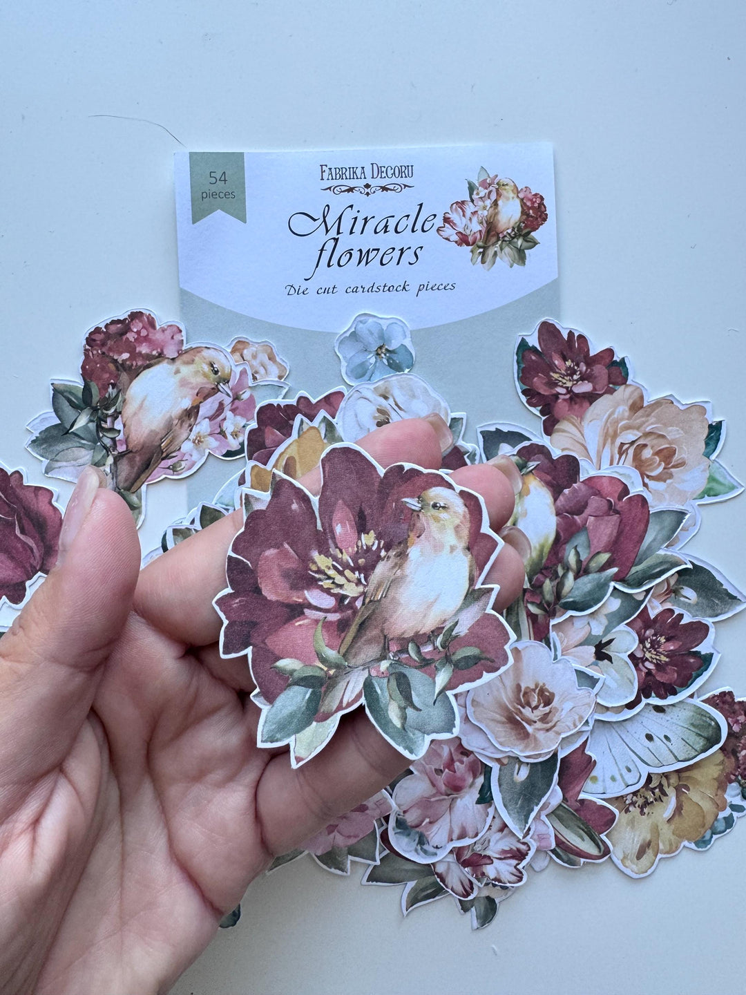54 Floral Die Cuts, Miracle Flowers Ephemera, Bird and Flower Paper Pieces, Junk Journal Scrapbook Supplies, Not Stickers