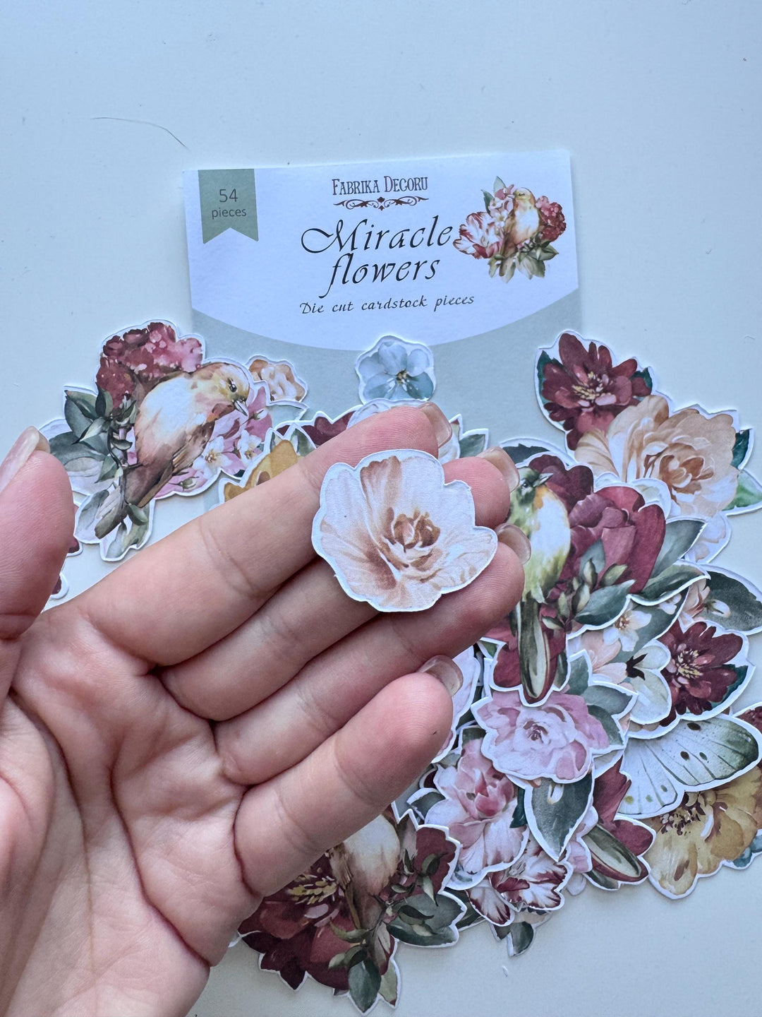 54 Floral Die Cuts, Miracle Flowers Ephemera, Bird and Flower Paper Pieces, Junk Journal Scrapbook Supplies, Not Stickers