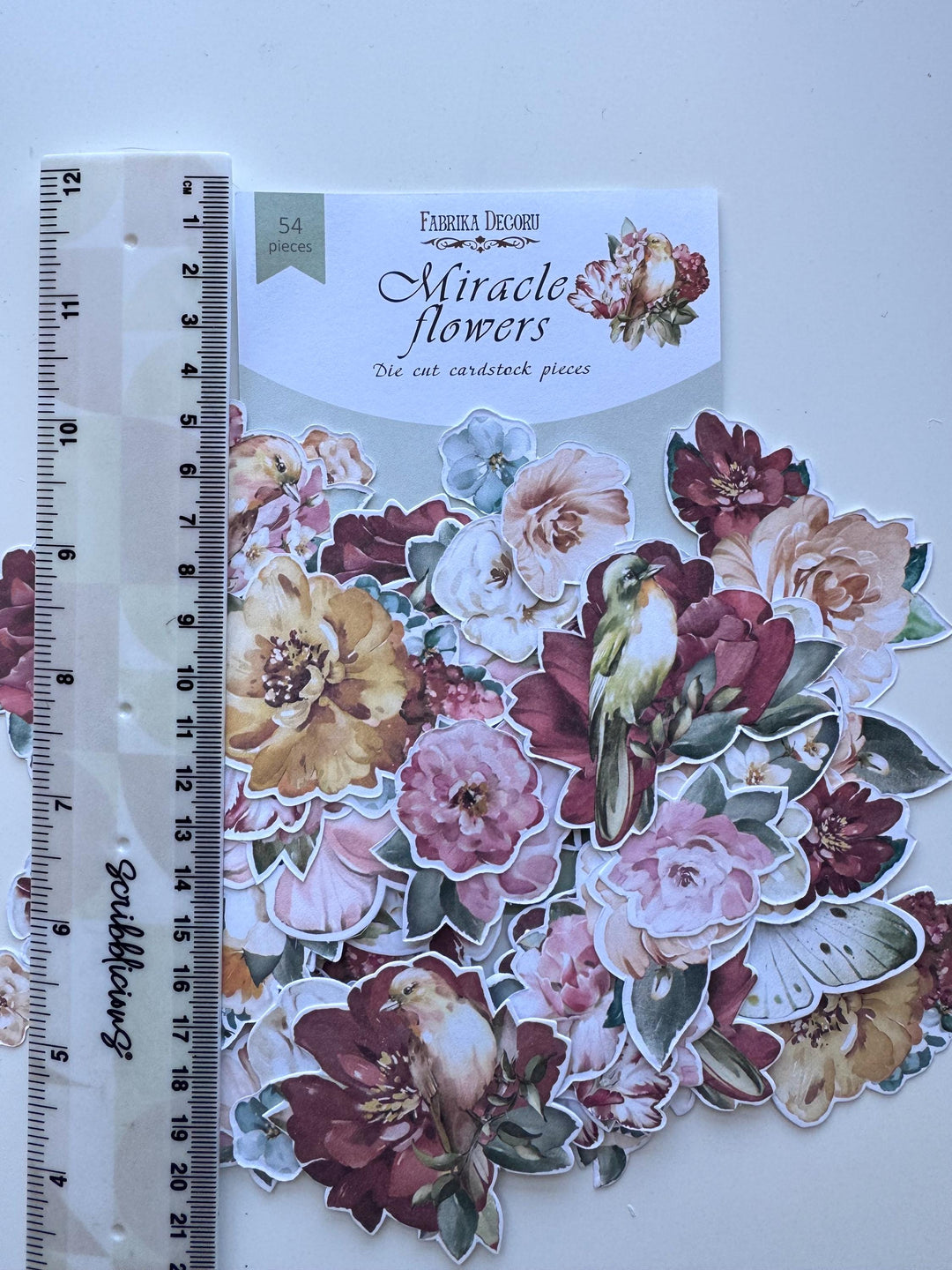 54 Floral Die Cuts, Miracle Flowers Ephemera, Bird and Flower Paper Pieces, Junk Journal Scrapbook Supplies, Not Stickers