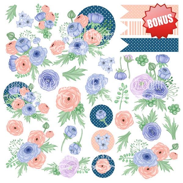 Flower Mood Scrapbook Paper 8x8 Inch, 10 Double Sided Sheets, Floral Craft Paper, Junk Journal, Card Making Supplies