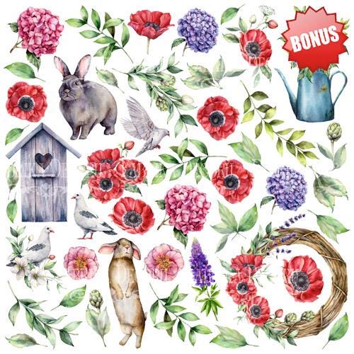 Summer Mood Scrapbook Paper 8x8 Inch, 10 Double Sided Sheets, Floral Nature Paper, Junk Journal, Card Making Craft Supplies