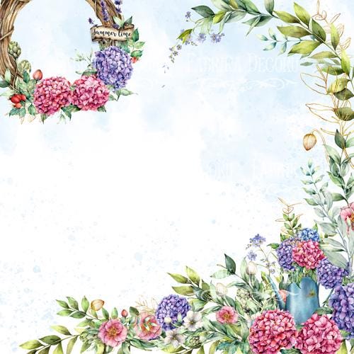 Summer Mood Scrapbook Paper 8x8 Inch, 10 Double Sided Sheets, Floral Nature Paper, Junk Journal, Card Making Craft Supplies