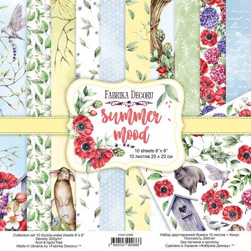 Summer Mood Scrapbook Paper 8x8 Inch, 10 Double Sided Sheets, Floral Nature Paper, Junk Journal, Card Making Craft Supplies