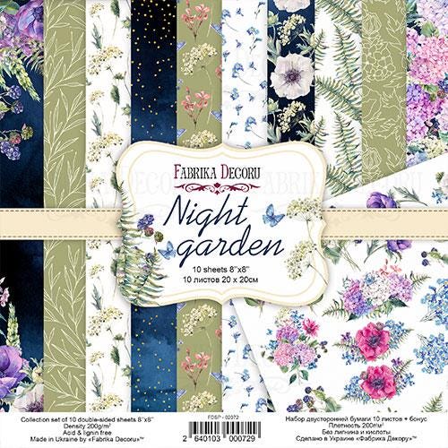 Night Garden Scrapbook Paper 8x8, Double Sided Floral Botanical Paper, Junk Journal Card Making Craft Supplies
