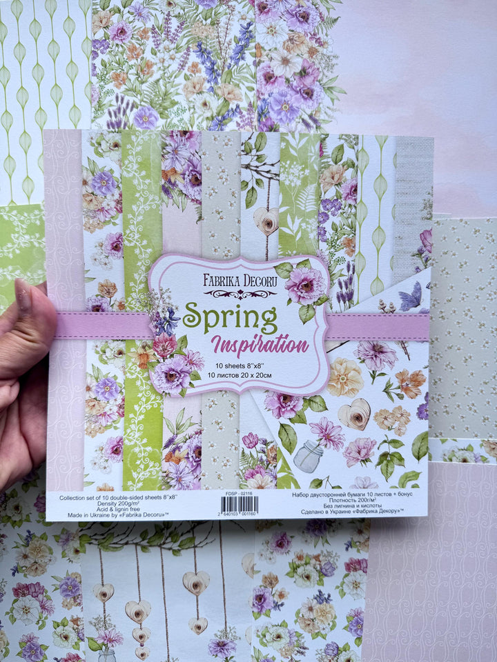 Spring Inspiration Scrapbook Paper 8x8, Floral Botanical Paper, 10 Double Sided Sheets, Junk Journal & Card Making Supplies