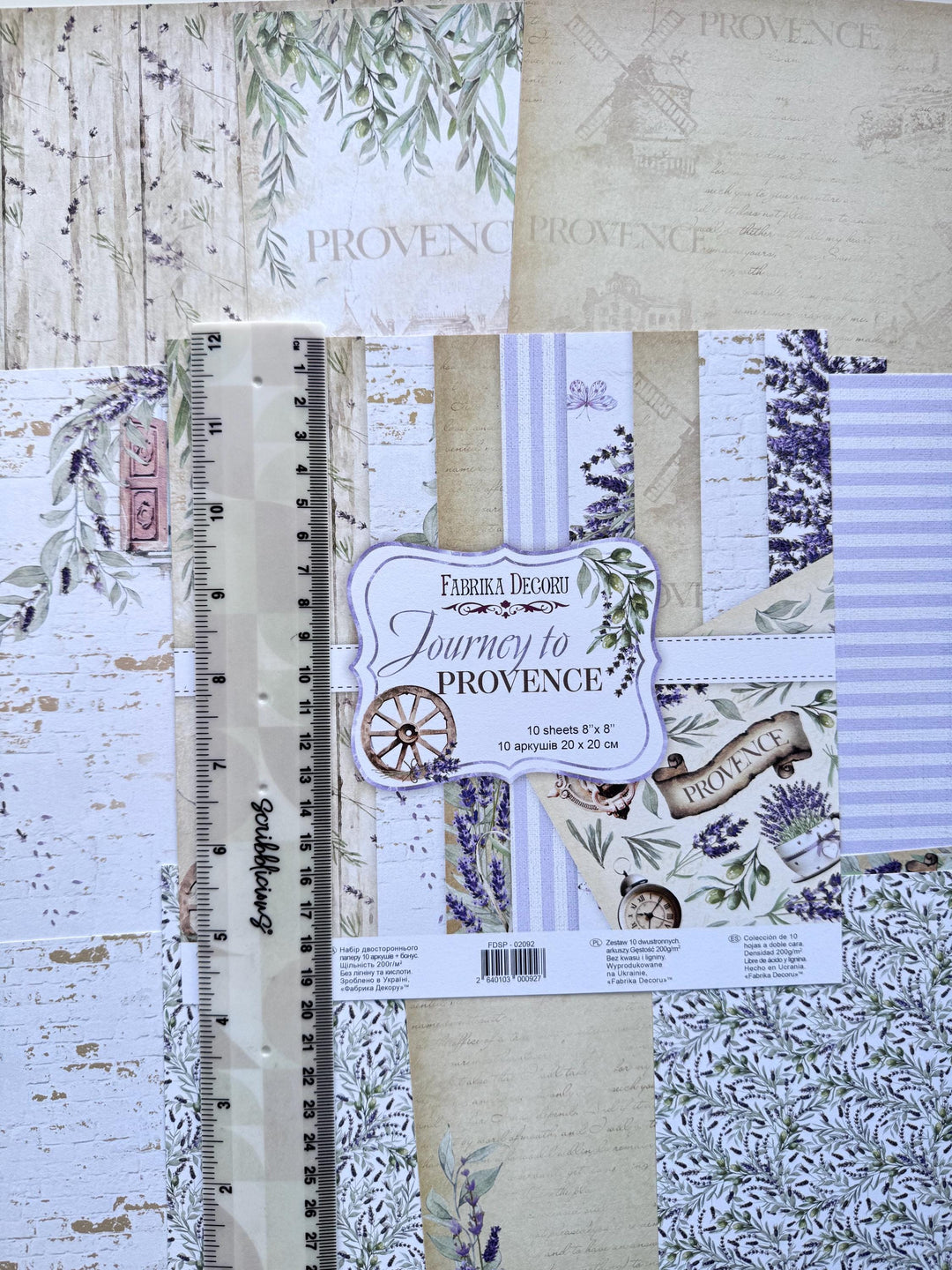 Journey to Provence Scrapbook Paper 8x8, Lavender Double Sided Paper, Junk Journal Card Making Craft Supplies