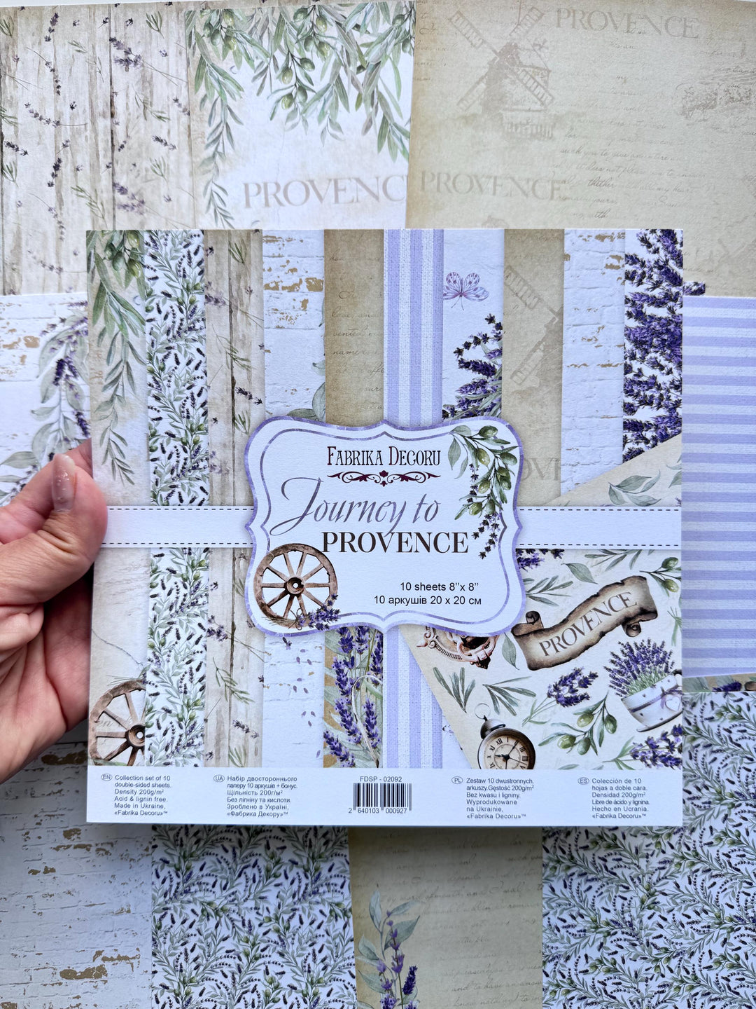 Journey to Provence Scrapbook Paper 8x8, Lavender Double Sided Paper, Junk Journal Card Making Craft Supplies