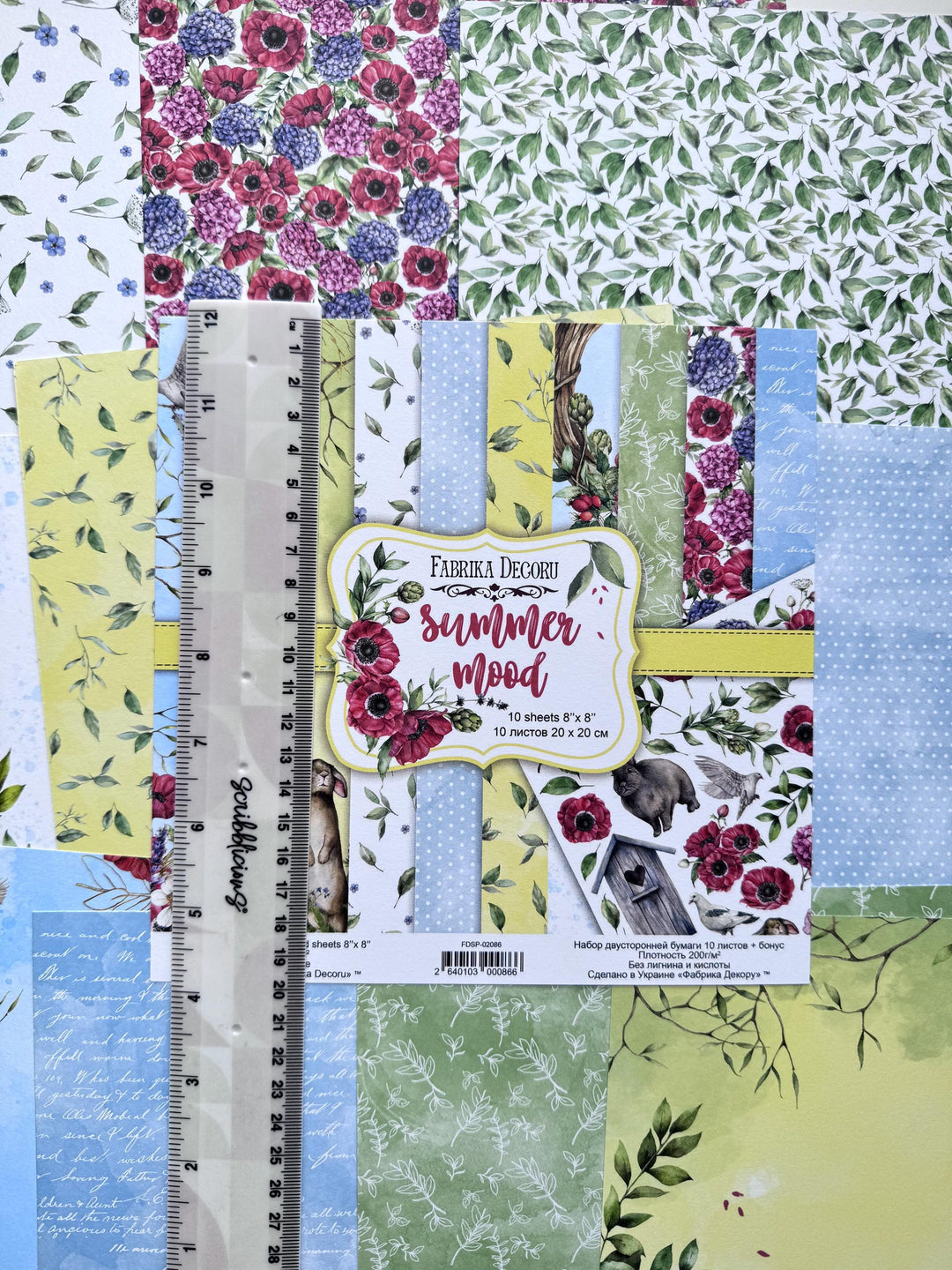 Summer Mood Scrapbook Paper 8x8 Inch, 10 Double Sided Sheets, Floral Nature Paper, Junk Journal, Card Making Craft Supplies