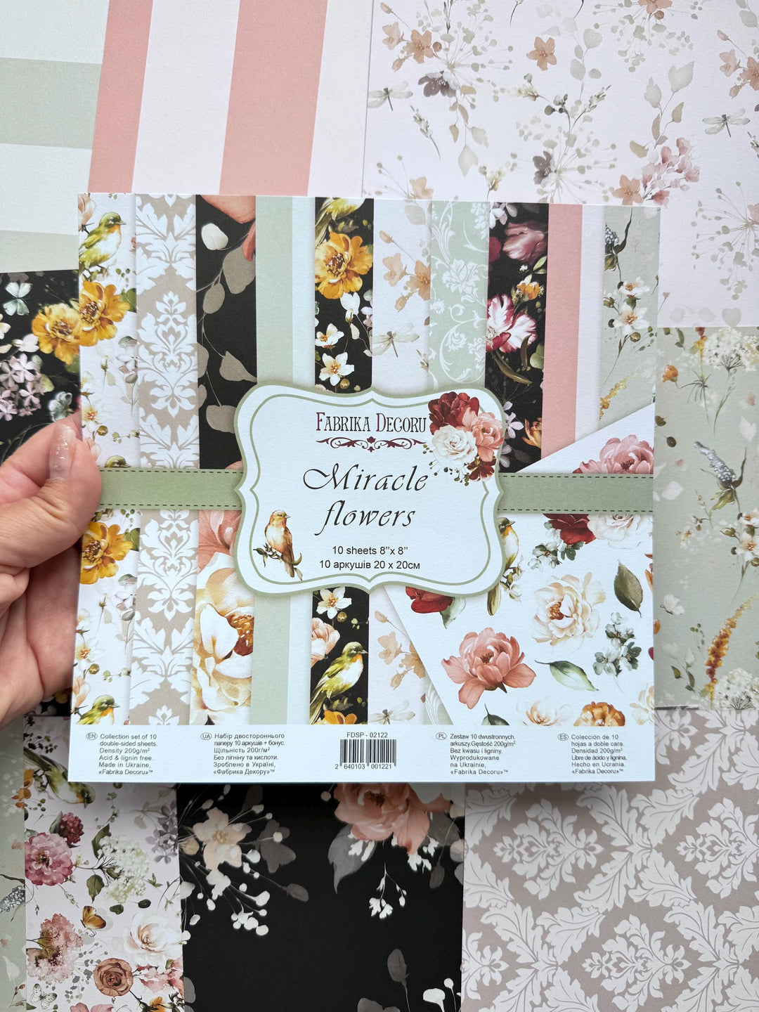 Miracle Flowers Scrapbook Paper 8x8, Floral Botanical Paper, 10 Double Sided Sheets, Junk Journal, Card Making & Craft Supplies