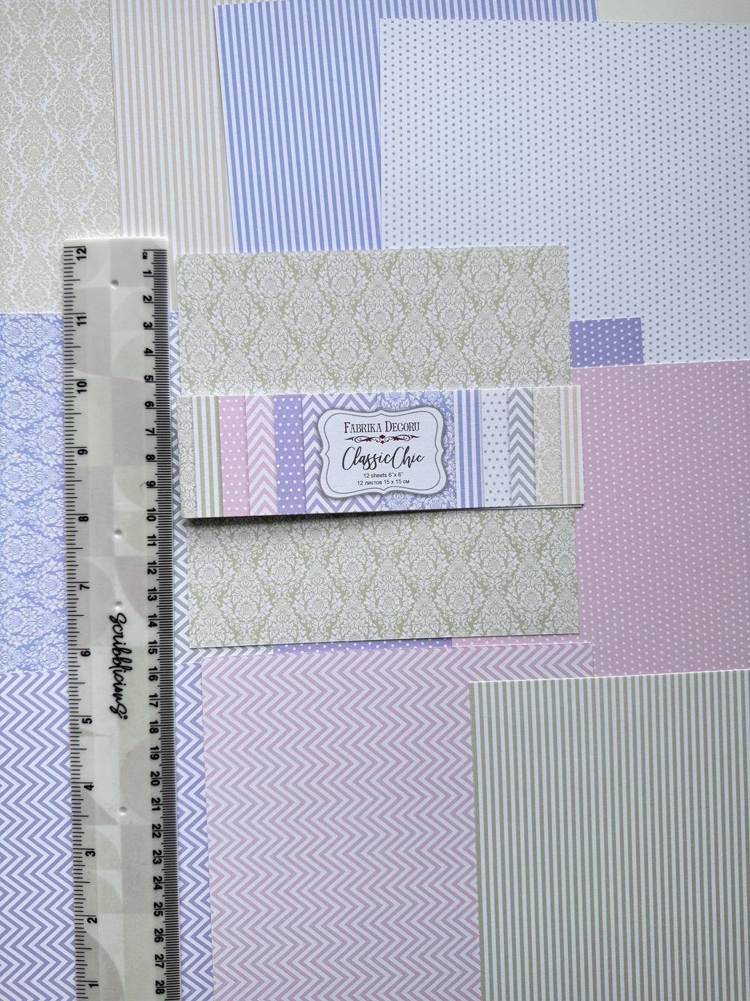 Classic Chic Scrapbook Paper 6x6 Inch, 12 Double Sided Sheets, Pastel Pattern Paper, Card Making, Junk Journal Craft Supplies