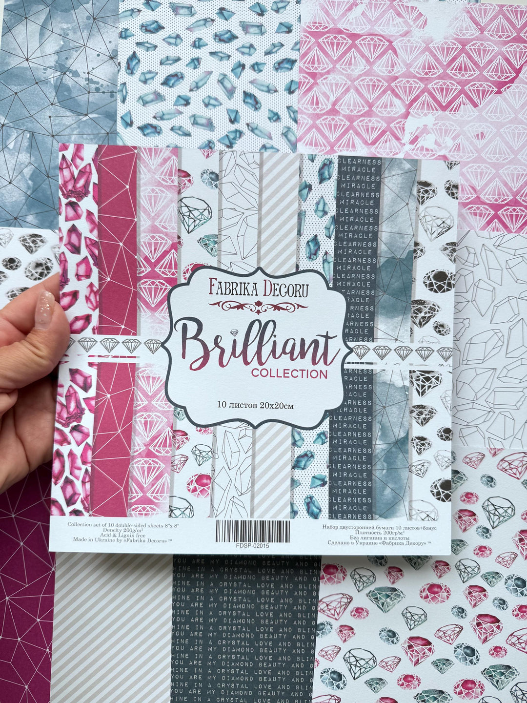 Brilliant Scrapbook Paper 8x8 Inch, 10 Double Sided Sheets, Diamond Crystal Paper, Junk Journal, Card Making Craft Supplies