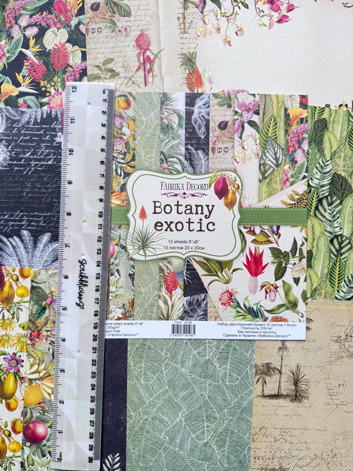 Botany Exotic Scrapbook Paper Pad 8x8, Double-Sided Botanical Paper, Tropical Paper for Junk Journal Crafts