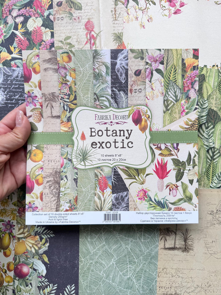 Botany Exotic Scrapbook Paper Pad 8x8, Double-Sided Botanical Paper, Tropical Paper for Junk Journal Crafts