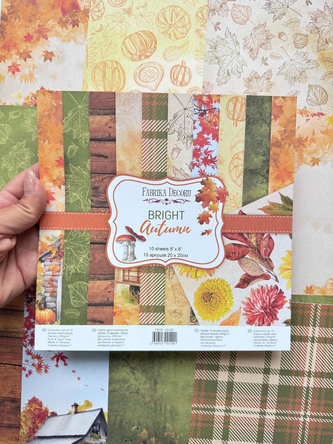 Bright Autumn Scrapbook Paper 8x8, Double Sided Autumn Paper, Fall Botanical Junk Journal Card Making Supplies