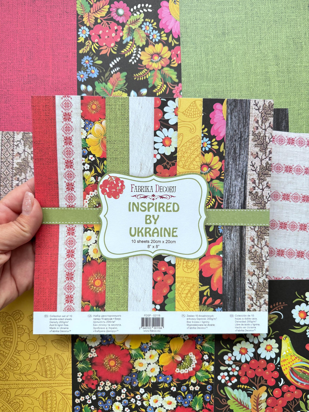 Inspired by Ukraine Scrapbook Paper 8x8, Ukrainian Folk Floral Paper, 10 Double Sided Sheets, Junk Journal & Card Making Supplies