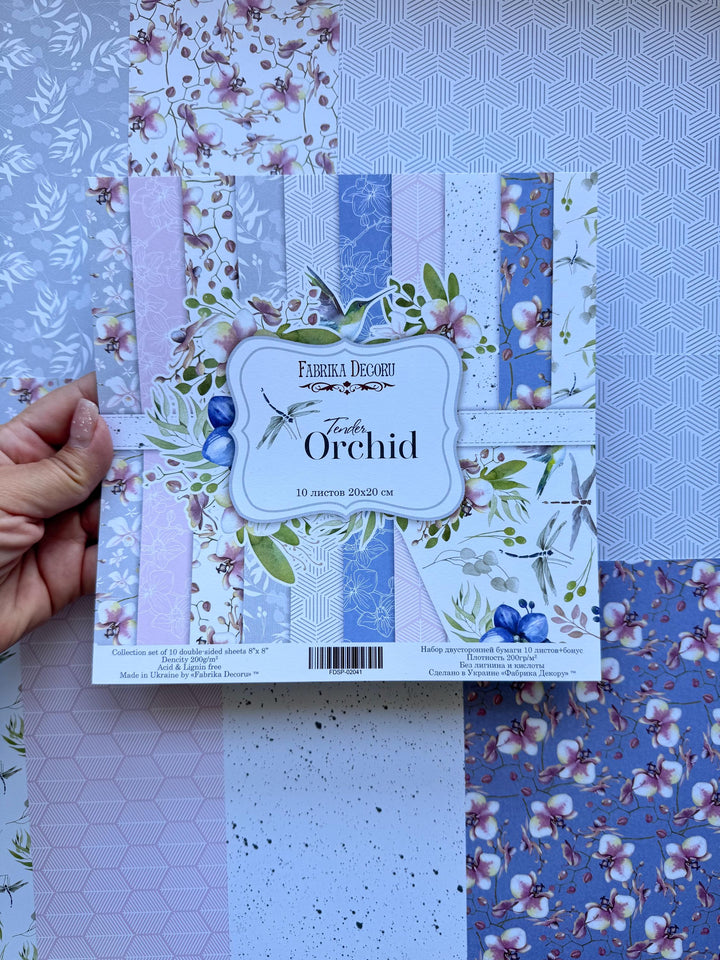 Tender Orchid Scrapbook Paper Pad 8x8, Double-Sided Floral Paper, Botanical Paper for Junk Journal Crafts