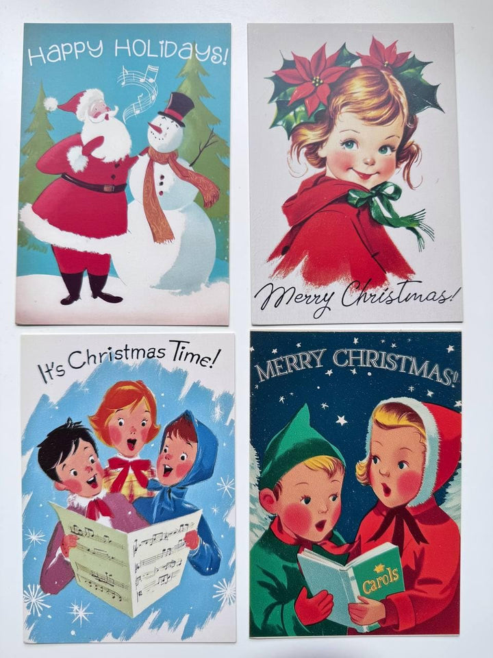Set of 20 Vintage Christmas Postcards 14.5 x 10 cm, Retro Santa Holiday Cards, Mid Century Christmas Ephemera, Junk Journal Supplies