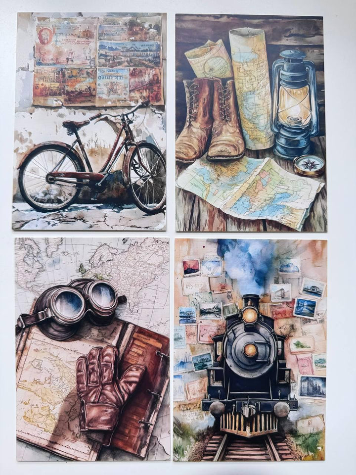 Set of 20 Vintage Travel Postcards 14.5 x 10 cm, Retro Adventure Cards, London Paris Travel Ephemera, Junk Journal Scrapbooking