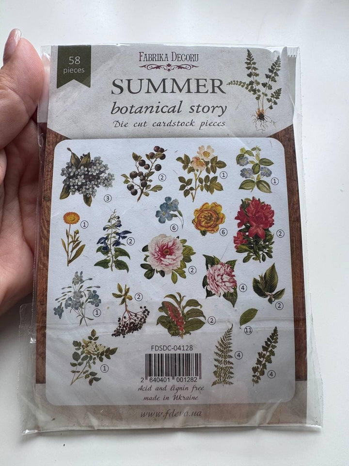 58 Summer Botanical Die Cuts, Colourful Floral Ephemera, Cardstock Pieces, NOT Stickers, No Adhesive, Junk Journal Supplies
