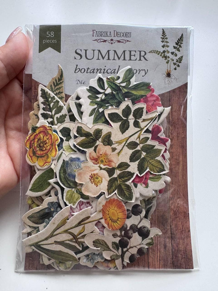 58 Summer Botanical Die Cuts, Colourful Floral Ephemera, Cardstock Pieces, NOT Stickers, No Adhesive, Junk Journal Supplies