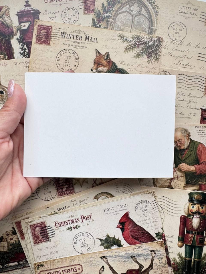 Set of 20 Vintage Christmas Postcards 14.5x10 cm, Victorian Winter Mail, Holiday Ephemera, Junk Journal & Scrapbooking Cards