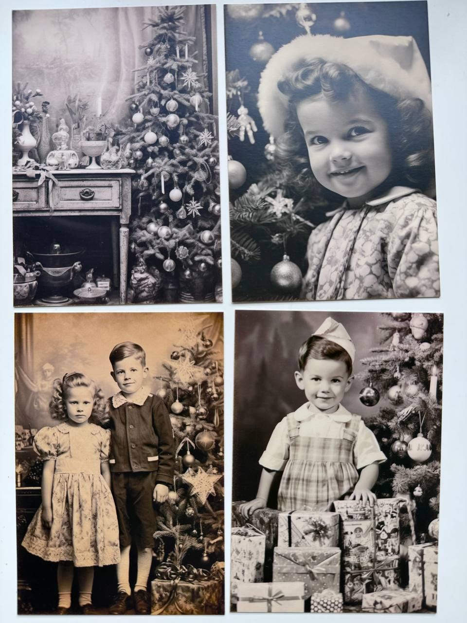 Set of 20 Vintage Christmas Postcards 14.5x10 cm, Retro Children Christmas Cards, Old Photo Ephemera, Junk Journal Scrapbook Supplies