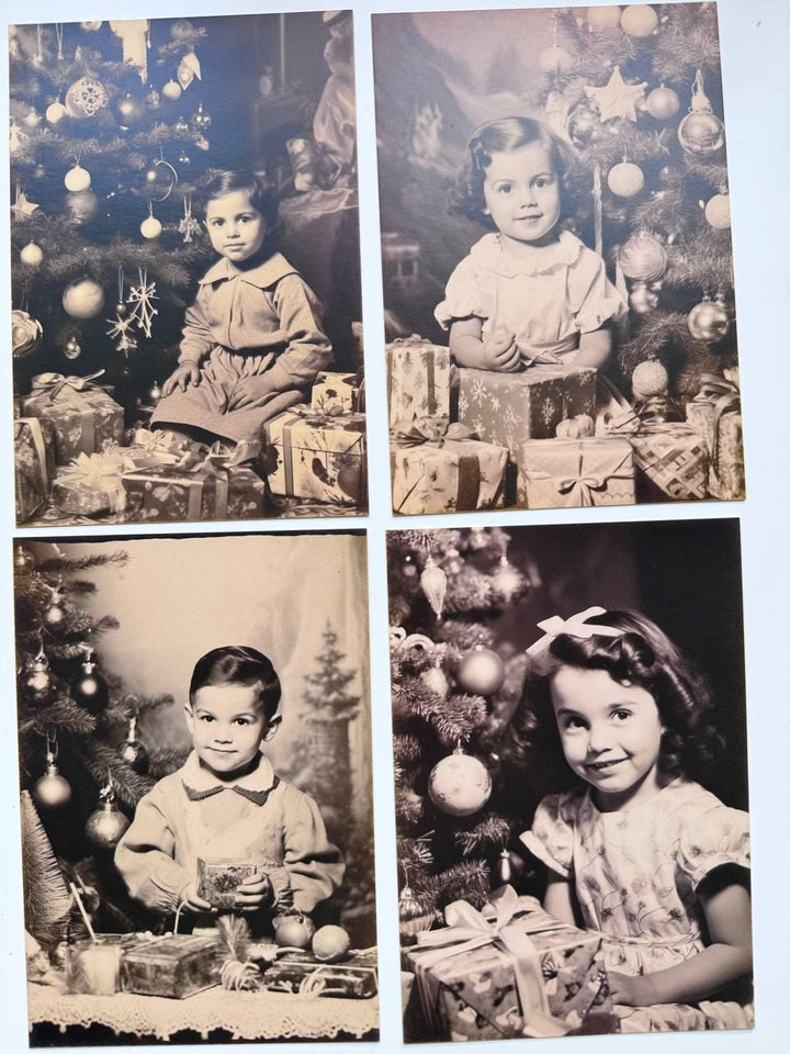 Set of 20 Vintage Christmas Postcards 14.5x10 cm, Retro Children Christmas Cards, Old Photo Ephemera, Junk Journal Scrapbook Supplies