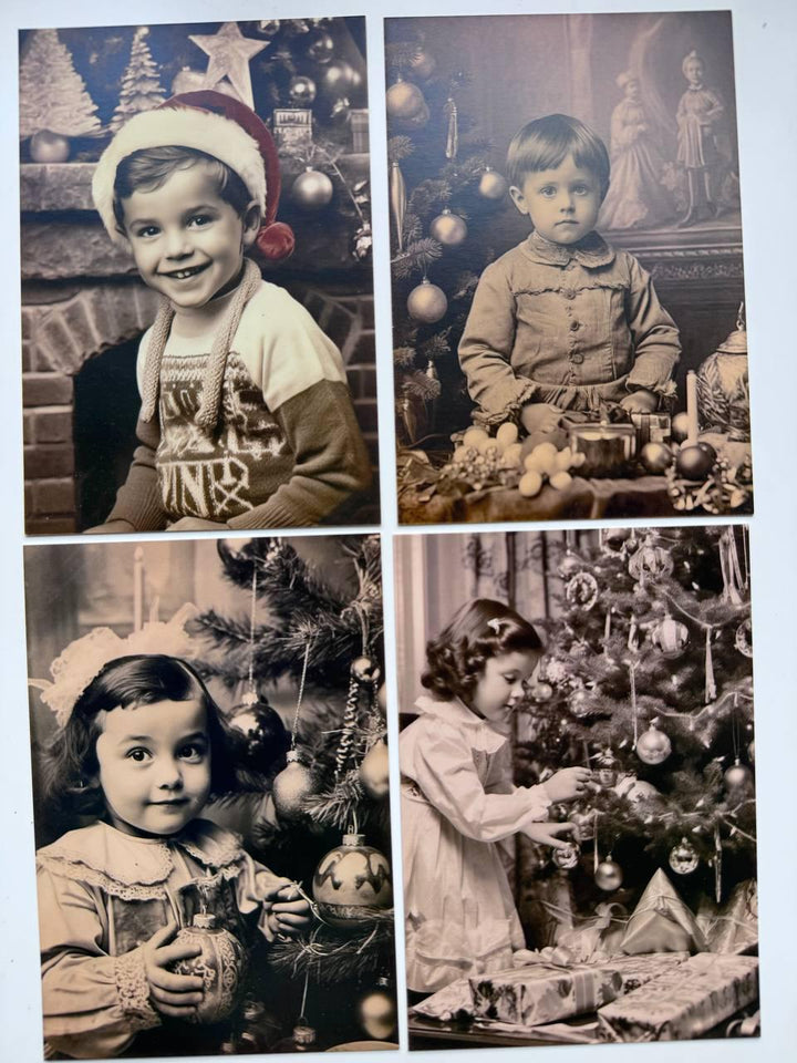 Set of 20 Vintage Christmas Postcards 14.5x10 cm, Retro Children Christmas Cards, Old Photo Ephemera, Junk Journal Scrapbook Supplies