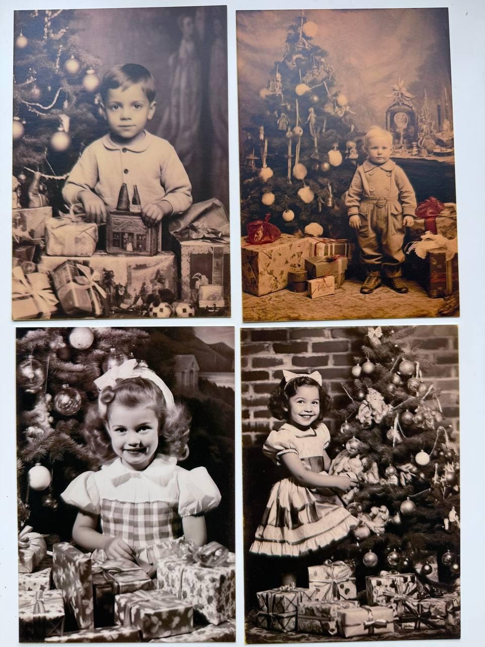 Set of 20 Vintage Christmas Postcards 14.5x10 cm, Retro Children Christmas Cards, Old Photo Ephemera, Junk Journal Scrapbook Supplies