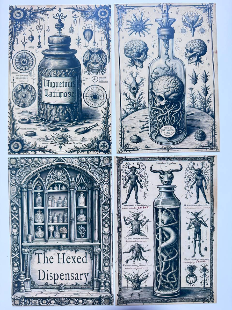 Set of 20 Gothic Oddities Postcards 14.5x10 cm, Dark Apothecary Art Cards, Anatomy Curiosities, Halloween Junk Journal Ephemera Set