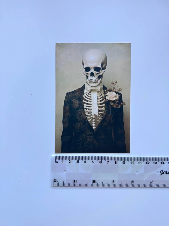 Set of 20 Gothic Skeleton Postcards, Victorian Skull Portrait Cards, Dark Halloween Ephemera, Vintage Horror Art, 14.5 x 10 cm