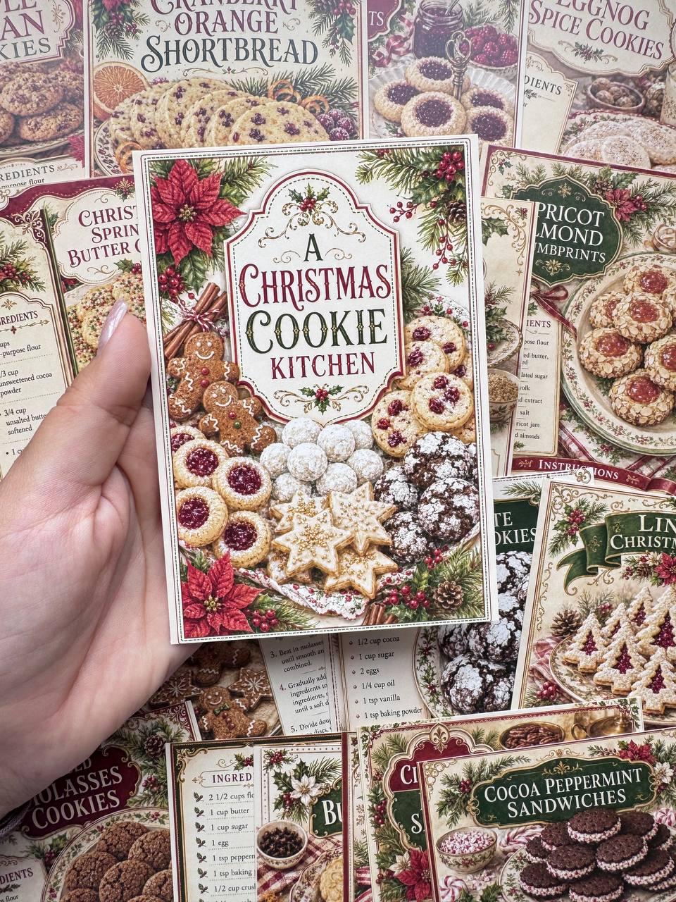 Set of 20 Christmas Cookie Recipe Postcards, Vintage Holiday Baking Cards, Festive Recipe Cards, Junk Journal Christmas Ephemera Set
