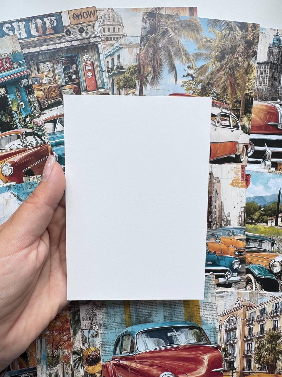 Set of 20 Vintage Car Postcards, Retro Automobile & Travel Cards, Classic Cars, Junk Journal Ephemera, Scrapbooking, Collage Supplies