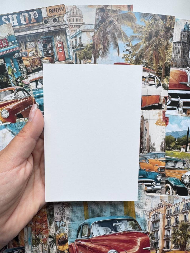 Set of 20 Vintage Car Postcards, Retro Automobile & Travel Cards, Classic Cars, Junk Journal Ephemera, Scrapbooking, Collage Supplies