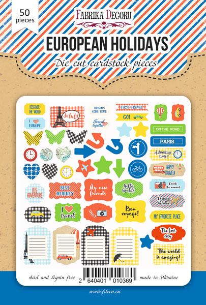 50 European Travel Die Cuts, Holiday Ephemera, Scrapbooking Junk Journal Paper Pieces, Travel Crafts, Not Stickers