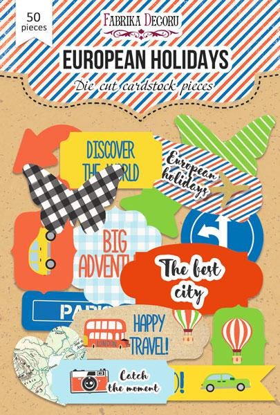 50 European Travel Die Cuts, Holiday Ephemera, Scrapbooking Junk Journal Paper Pieces, Travel Crafts, Not Stickers