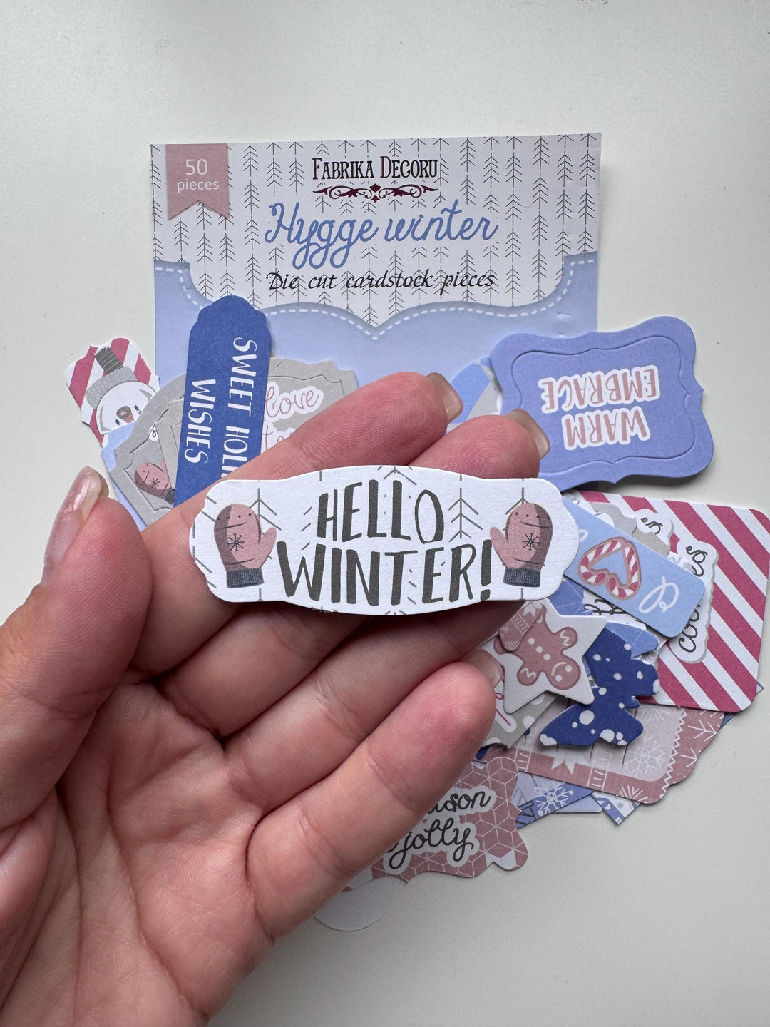 50 Hygge Winter Die Cuts, Christmas Words & Labels, Winter Ephemera, Cardstock Pieces, NOT Stickers, No Adhesive