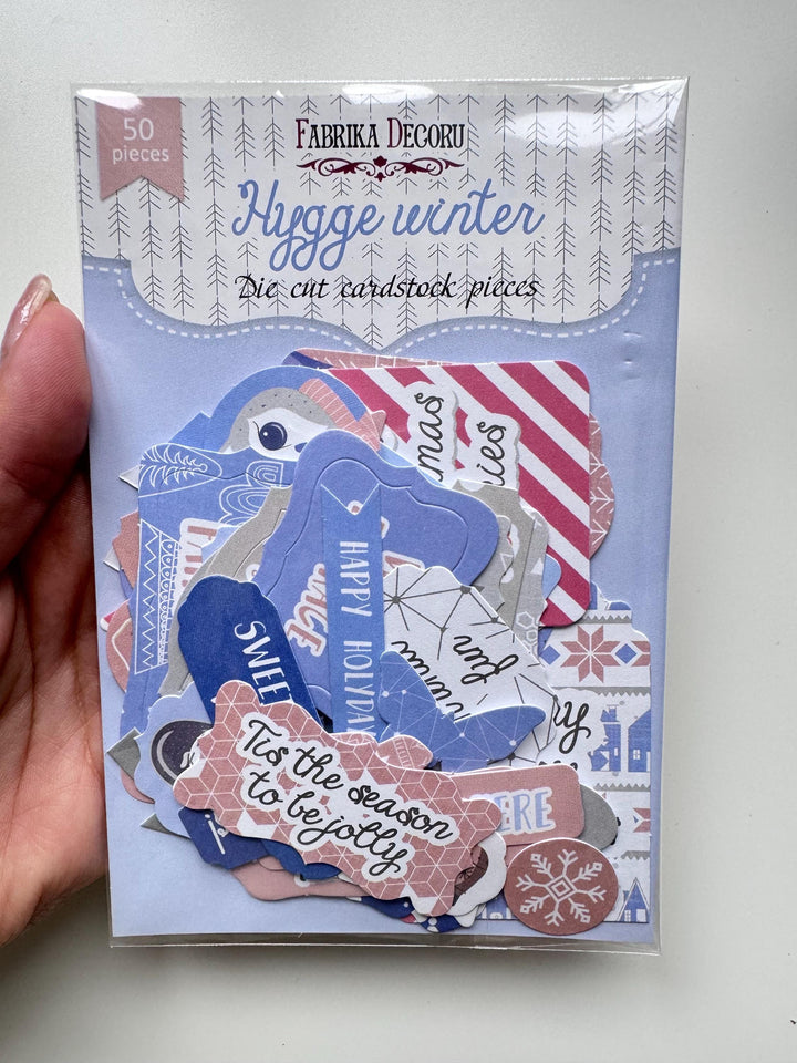 50 Hygge Winter Die Cuts, Christmas Words & Labels, Winter Ephemera, Cardstock Pieces, NOT Stickers, No Adhesive