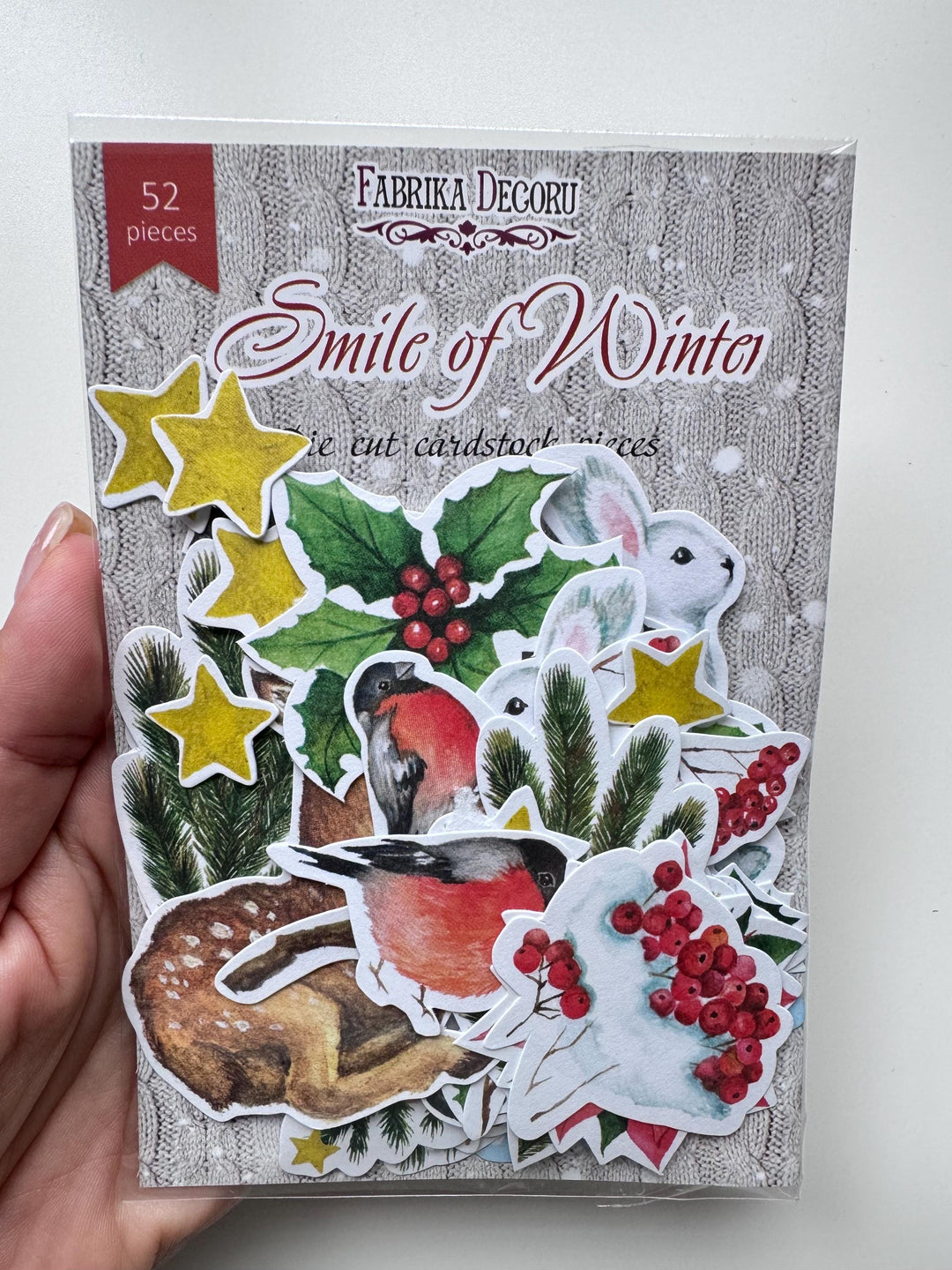 Winter Die Cuts 52 pcs, Christmas Cardstock Ephemera, Winter Animals & Birds, Scrapbooking Supplies, NOT Stickers, No Adhesive