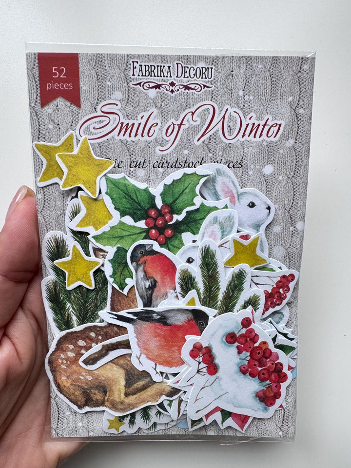 Winter Die Cuts 52 pcs, Christmas Cardstock Ephemera, Winter Animals & Birds, Scrapbooking Supplies, NOT Stickers, No Adhesive