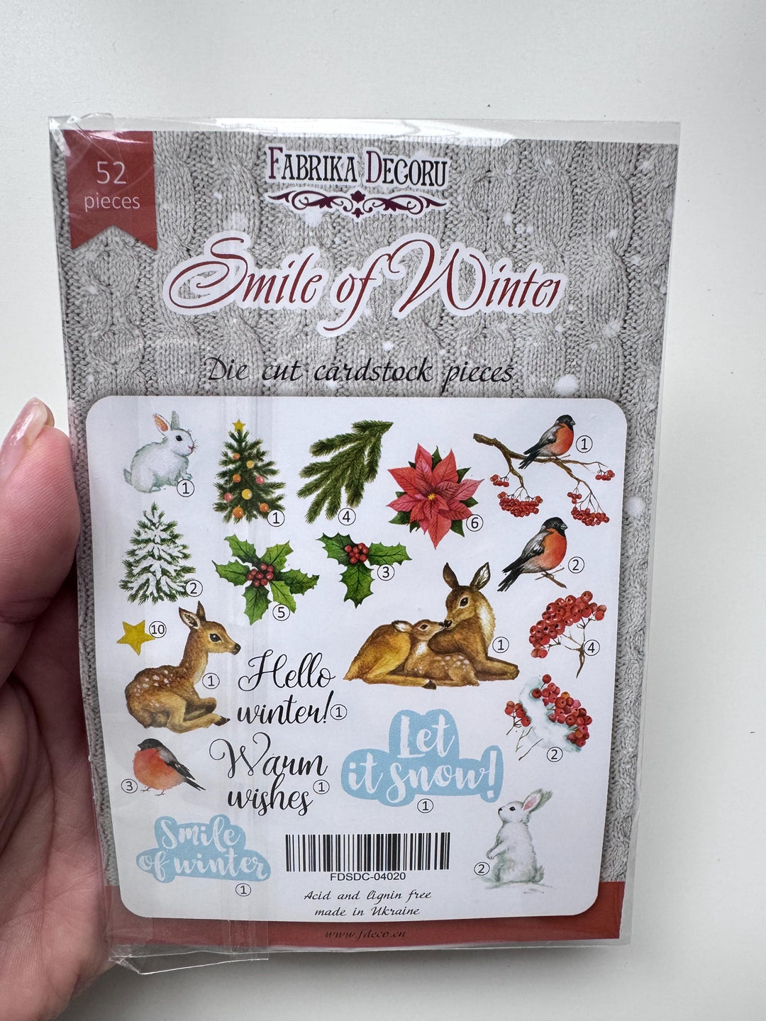 Winter Die Cuts 52 pcs, Christmas Cardstock Ephemera, Winter Animals & Birds, Scrapbooking Supplies, NOT Stickers, No Adhesive
