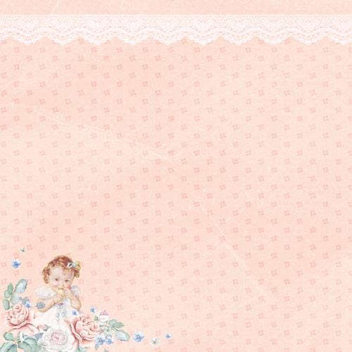 Shabby Baby Girl Scrapbook Paper 8x8 Inch, 10 Double Sided Sheets, Floral Baby Paper, Junk Journal, Card Making Supplies