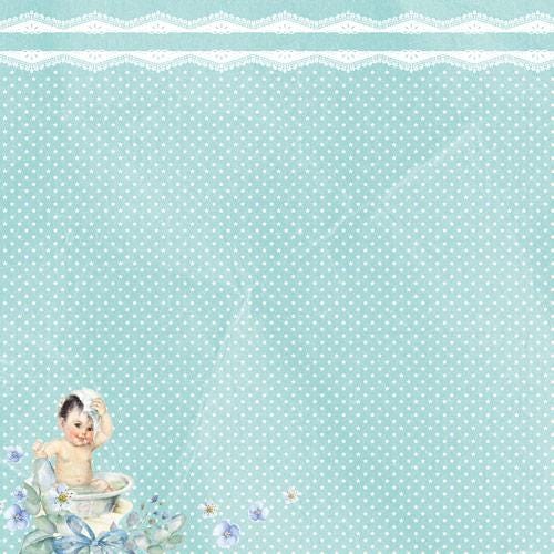 Shabby Baby Boy Scrapbook Paper 8x8 Inch, 10 Double Sided Sheets, Floral Baby Paper, Junk Journal, Card Making Supplies