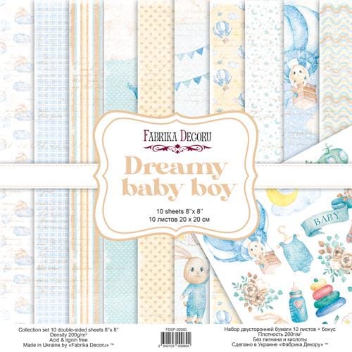 Dreamy Baby Boy Scrapbook Paper 8x8 Inch, 10 Double Sided Sheets, Baby Craft Paper, Junk Journal, Card Making Supplies