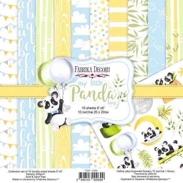 My Little Panda Boy Scrapbook Paper 8x8 Inch, 10 Double Sided Sheets, Baby Boy Paper, Junk Journal, Card Making Supplies