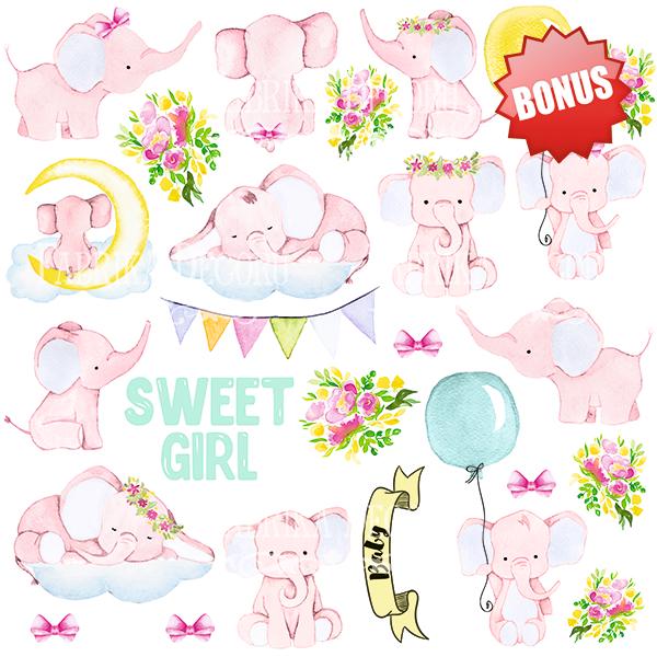 Little Elephant Scrapbook Paper 8x8 Inch, 10 Double Sided Sheets, Baby Girl Craft Paper, Junk Journal, Card Making Supplies
