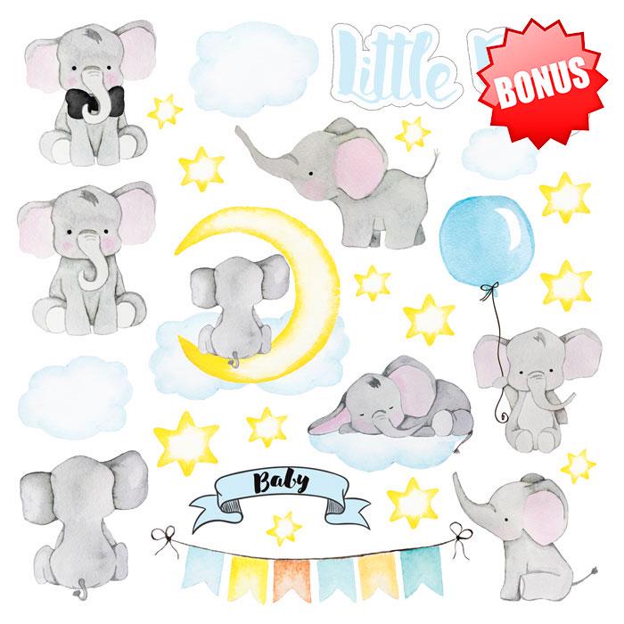 My Little Baby Boy Scrapbook Paper 8x8 Inch, 10 Double Sided Sheets, Elephant Baby Paper, Junk Journal, Card Making Supplies