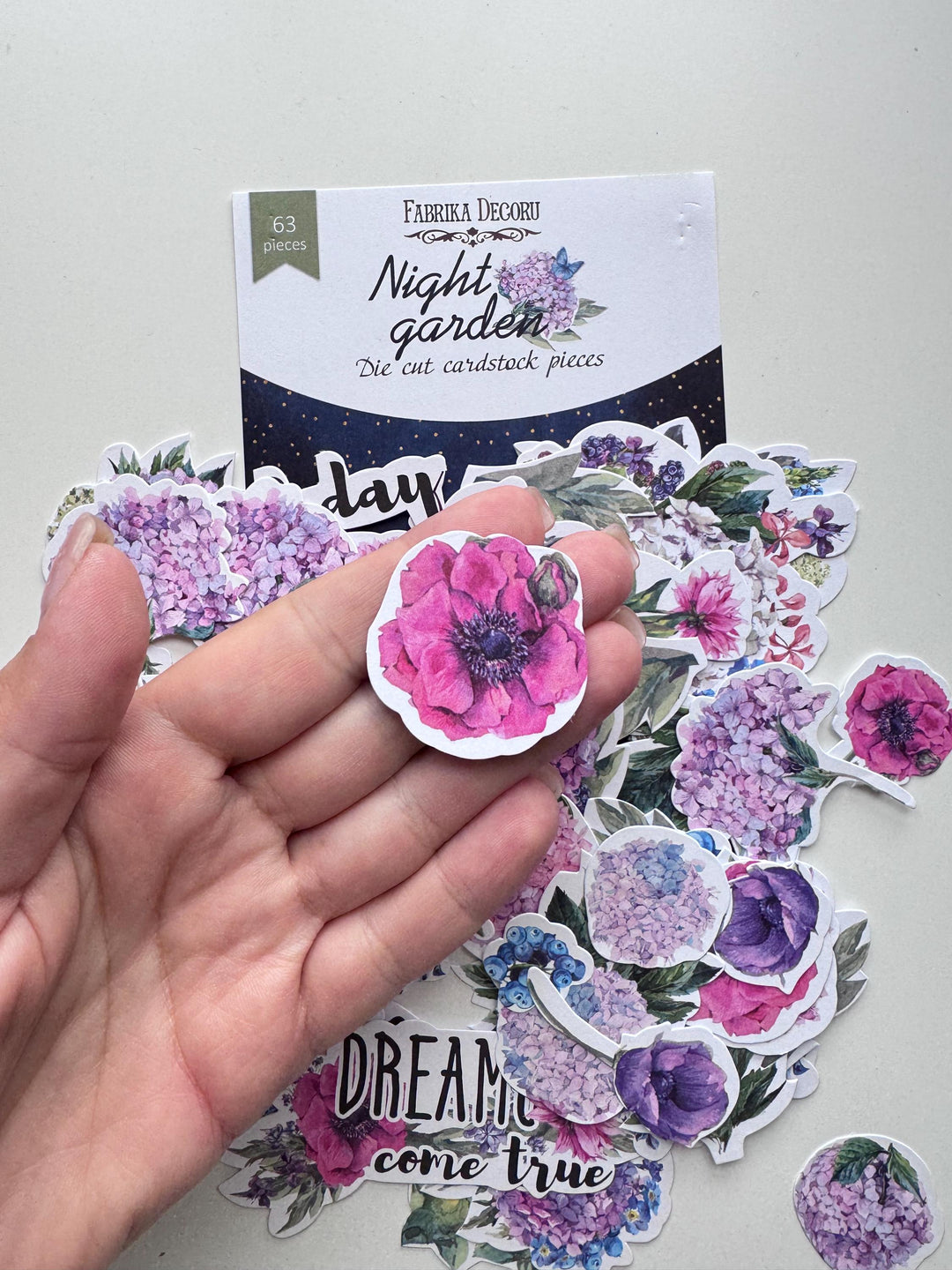 63 Night Garden Floral Die Cuts, Hydrangea Flower Ephemera, Scrapbooking Cardstock, NOT Stickers, No Adhesive