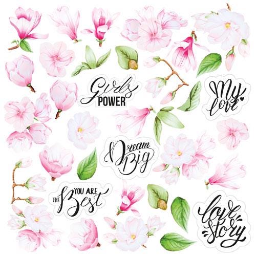 Magnolia in Bloom Scrapbook Paper 8x8 Inch, 10 Double Sided Sheets, Floral Craft Paper, Junk Journal, Card Making Supplies