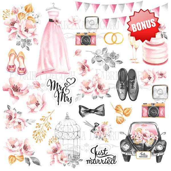 Say Yes Scrapbook Paper 8x8, Double Sided Pink Floral Paper, Wedding Junk Journal Card Making Craft Supplies